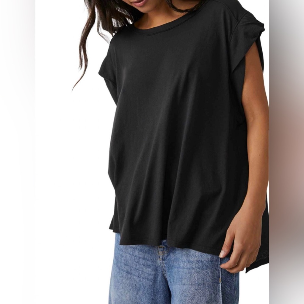 Free People Naomi Tee in Washed Black NWT XS, S or L